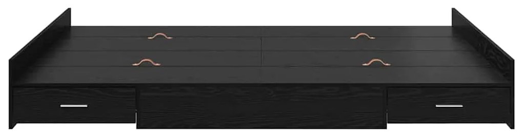 Estrado de cama com arrumação Carvalho preto 160 x 200 cm