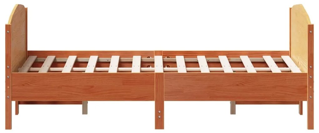 Cama sem colchão 140x200 cm madeira pinho maciça castanho-mel