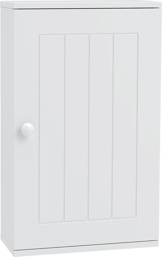 HOMCOM Armário de Parede para Casa de Banho com Porta de Fecho Suave e Prateleira Ajustável para Cozinha e Lavandaria 30x14x50 cm Branco | Aosom Portugal