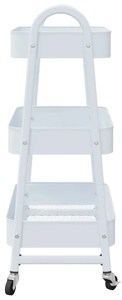 Carrinho de arrumação com 3 níveis 42x41,5x77 cm aço branco
