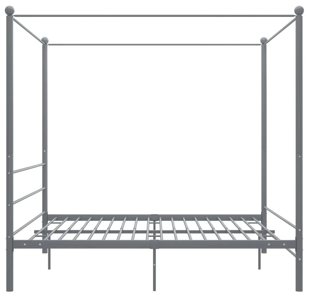 Estrutura de cama com dossel 200x200 cm metal cinzento