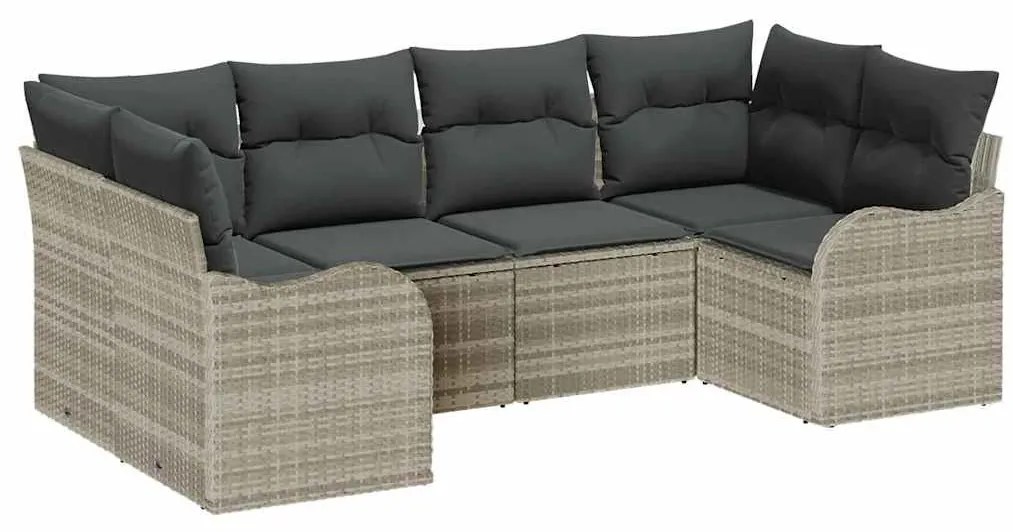 Conjunto de Sofá de Jardim vidaXL de 6 Peças com Almofadas Cinza Claro
