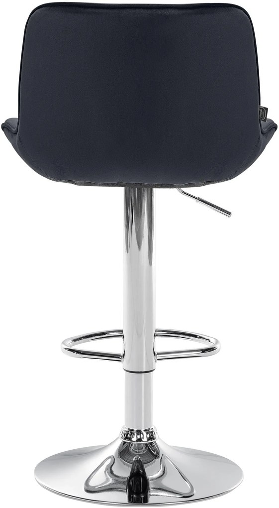 Banco alto em veludo com estrutura prateada 85-106 x 49 x 51 cm preto