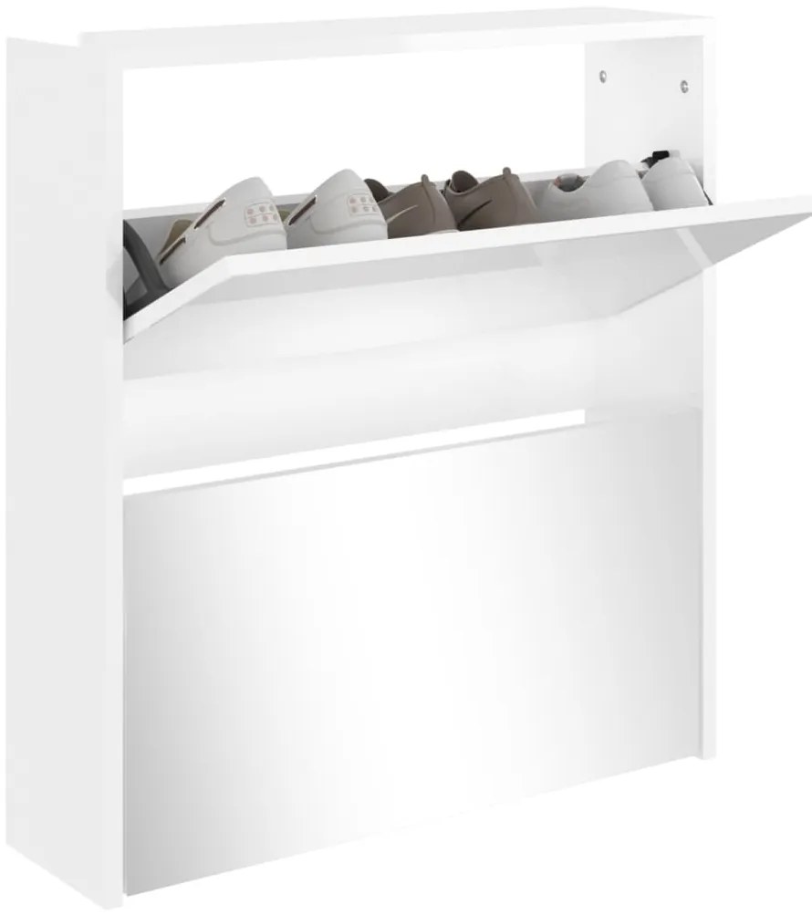 Sapateira c/ espelho 2 divisórias 63x17x67 cm branco brilhante