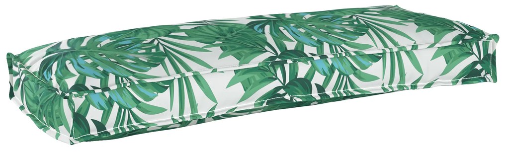 vidaXL Almofada de Palete para Banco com Padrão de Folha 100x40x8 cm Tecido Oxford