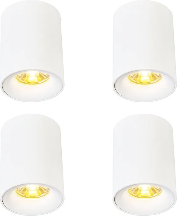 Conjunto de 4 focos de superfície modernos brancos GU10 50mm - Ronda