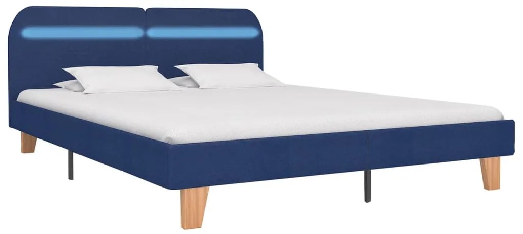 Estrutura de cama com LED em tecido 180x200 cm azul