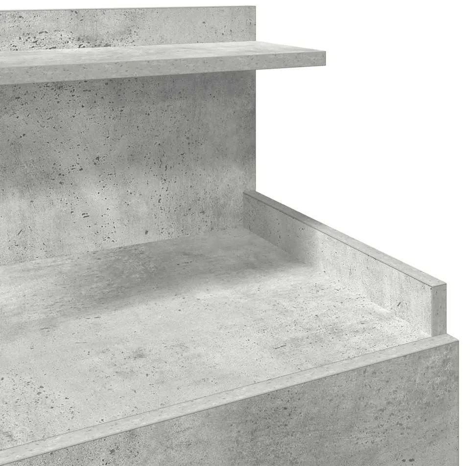 Mesa de cabeceira com 2 gavetas cinza concreto 40x36,5x62 cm