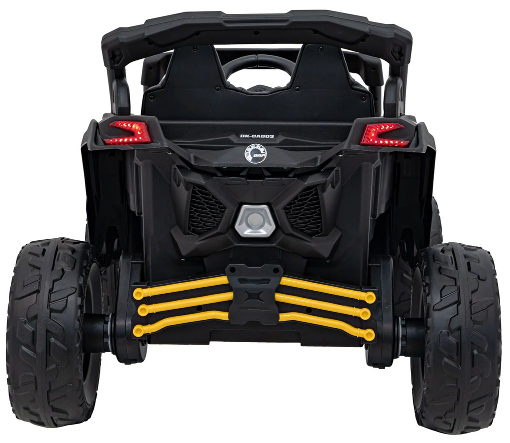 Carro elétrico para Crianças 24V 4x4 4 motores 200W ATV CAN-AM Maverick Rodas Espuma EVA, assento couro ecológico Carga até 30 kg Amarelo