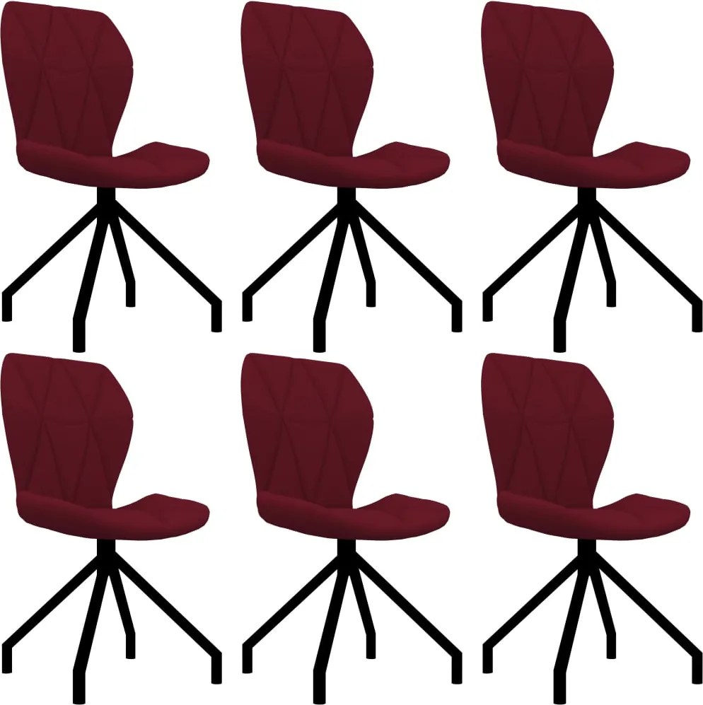 Cadeiras de jantar 6 pcs couro artificial vermelho tinto