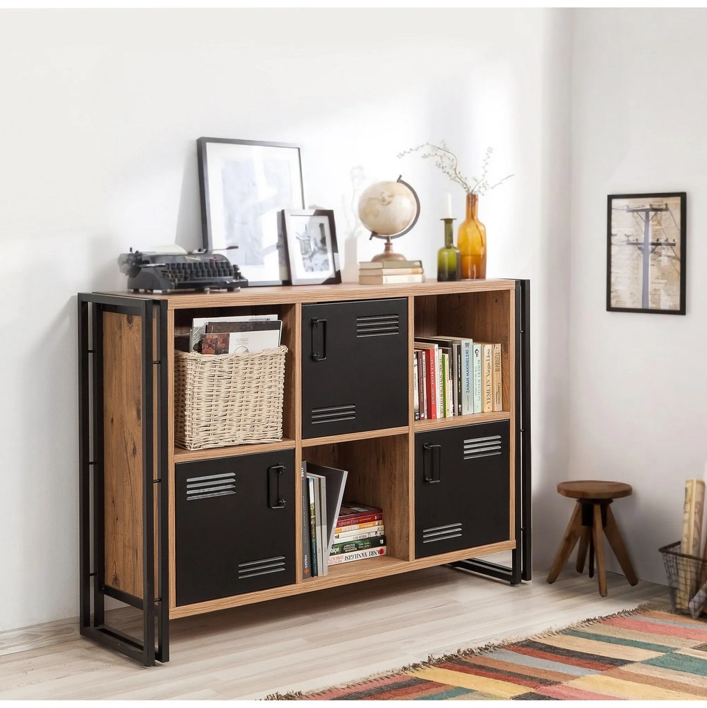 Conjunto de Mobiliário de Estudo Cosmo – Pinheiro Atlântico Preto – Tr