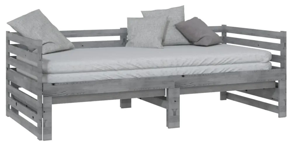 Estrutura sofá-cama de puxar 2x(90x200)cm pinho maciço cinzento