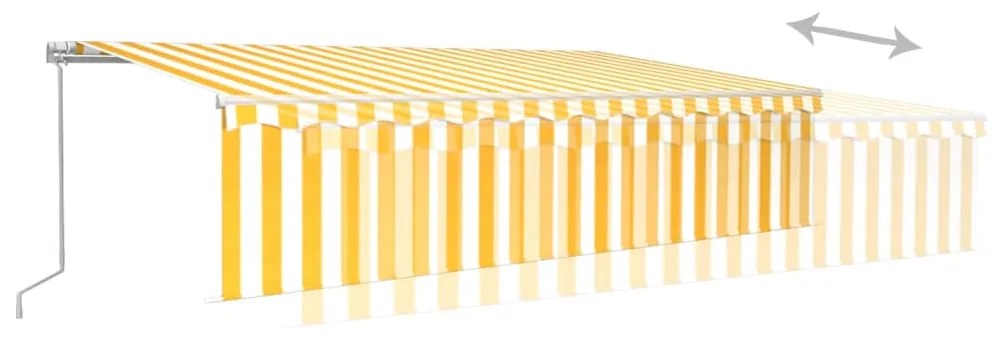 Toldo retrátil manual com estore/LED 6x3 m amarelo e branco