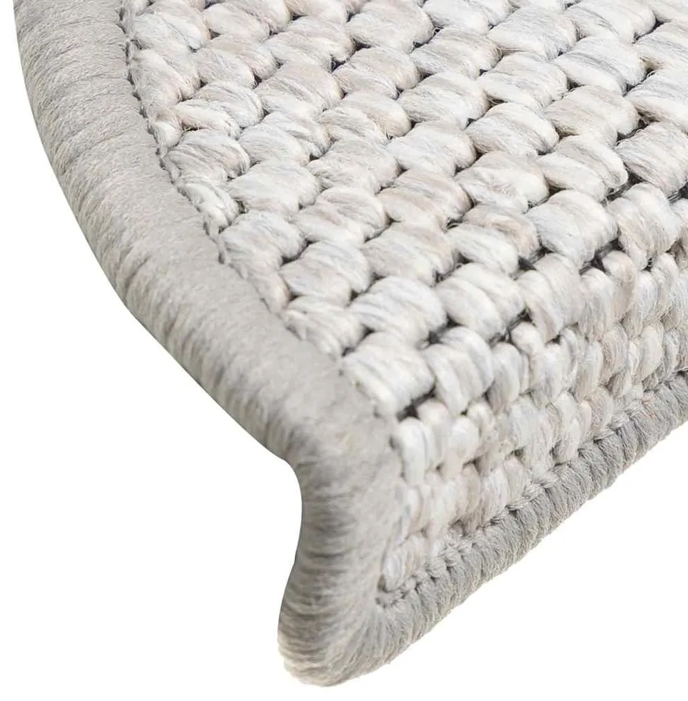 Tapetes escada adesivos aspeto sisal 30 pcs 56x17x3cm platina