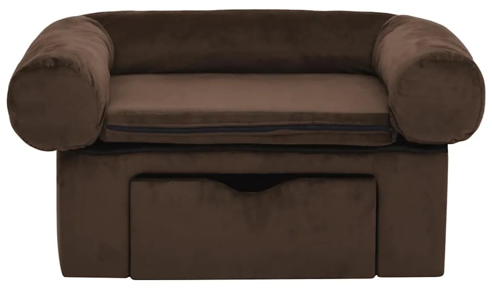 Sofá para cães com gaveta 75x50x38 cm pelúcia castanho