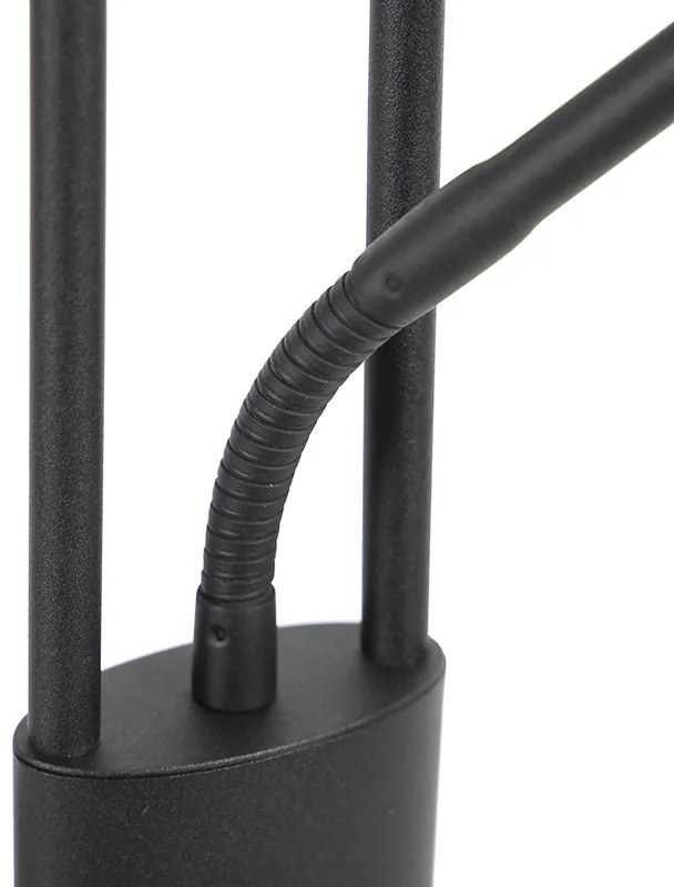 Candeeiro de pé moderno preto com LED e braço de leitura - Divine Moderno