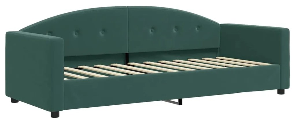 Sofá-cama com gavetão 80x200 cm veludo verde-escuro