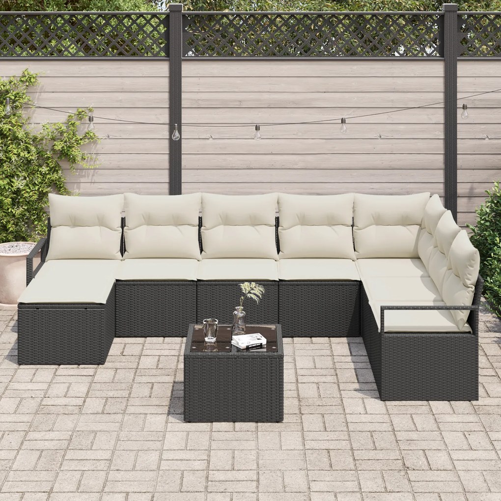 Conjunto de Sofás de Jardim vidaXL com Almofadas Marrom Rattan Poliést