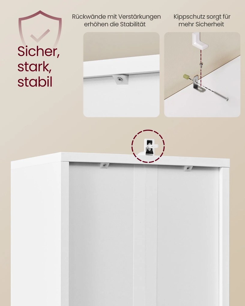Estante com 5 prateleiras e porta, 31,8 x 24 x 145,9 cm Branco