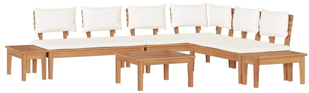 Conjunto de Bancos de Jardim com cortinas 4 pcs Marrom e Creme