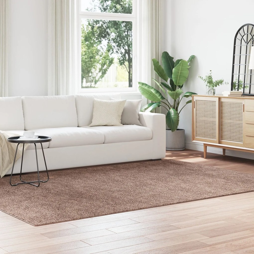 Tapete Shaggy vidaXL com base em látex Marrom 200x290 cm