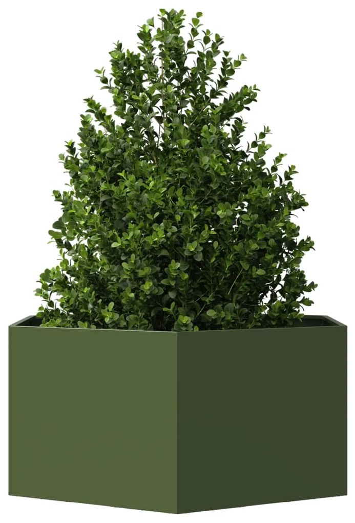 Vaso/floreira de jardim hexagonal 104x90x45 cm aço verde