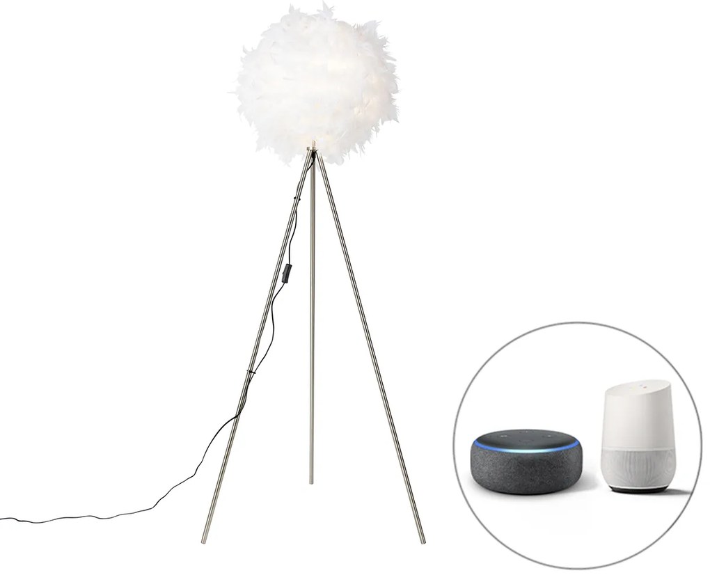 LED Candeeiro de pé inteligente romântico branco com Wi-Fi A60 - Feather Moderno