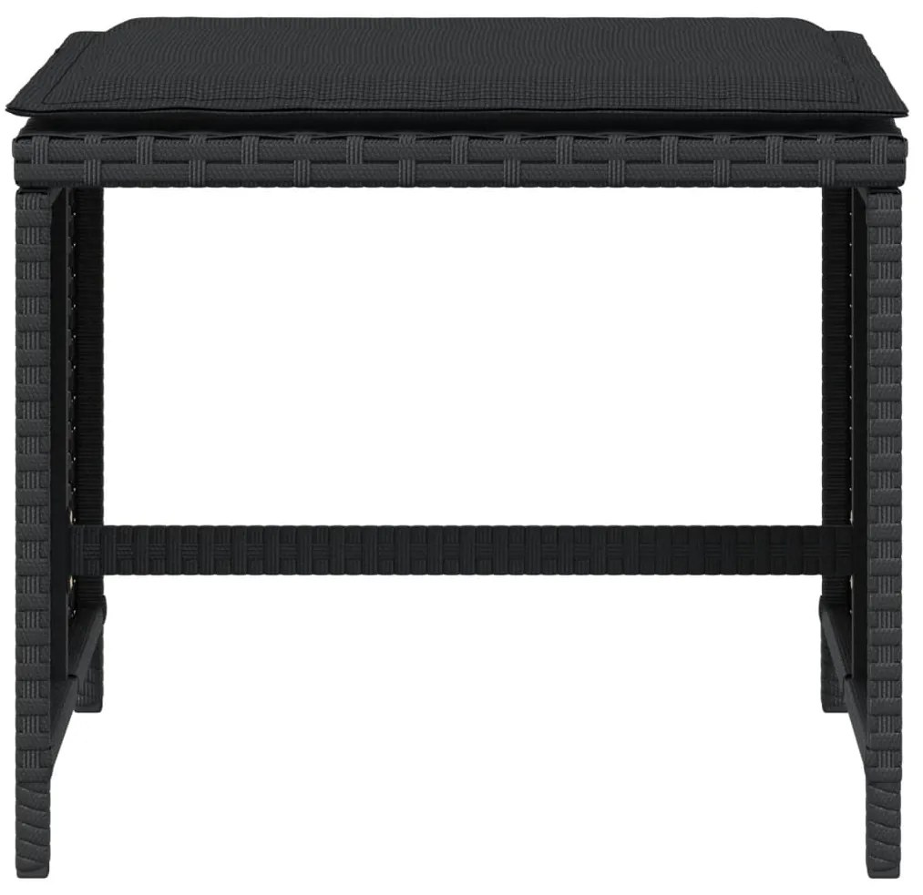 Bancos de jardim com almofadões 4 pcs 41x41x36 cm vime PE preto