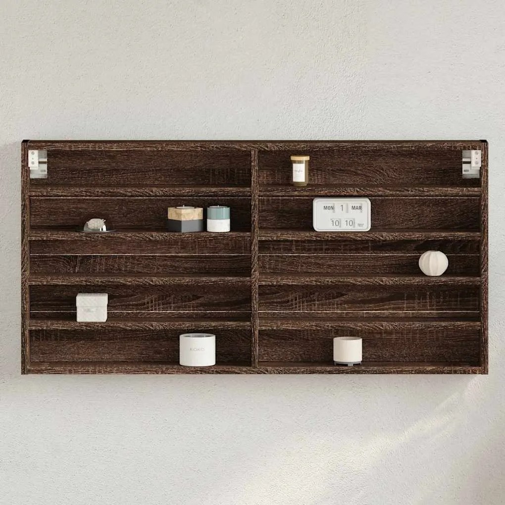 vidaXL Armário vitrine 100x8,5x50 cm deriv. madeira carvalho castanho