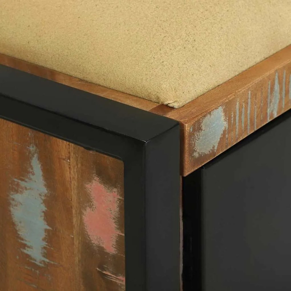 Armário Banco Multicolorido 100x35x50 cm Madeira Sólida Recuperada