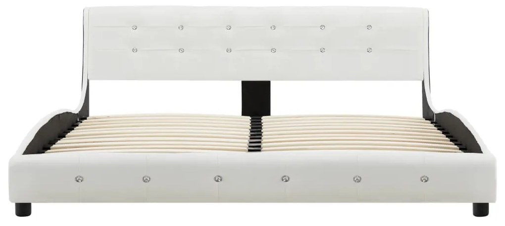 Cama + colchão espuma memória 160x200cm couro artificial branco
