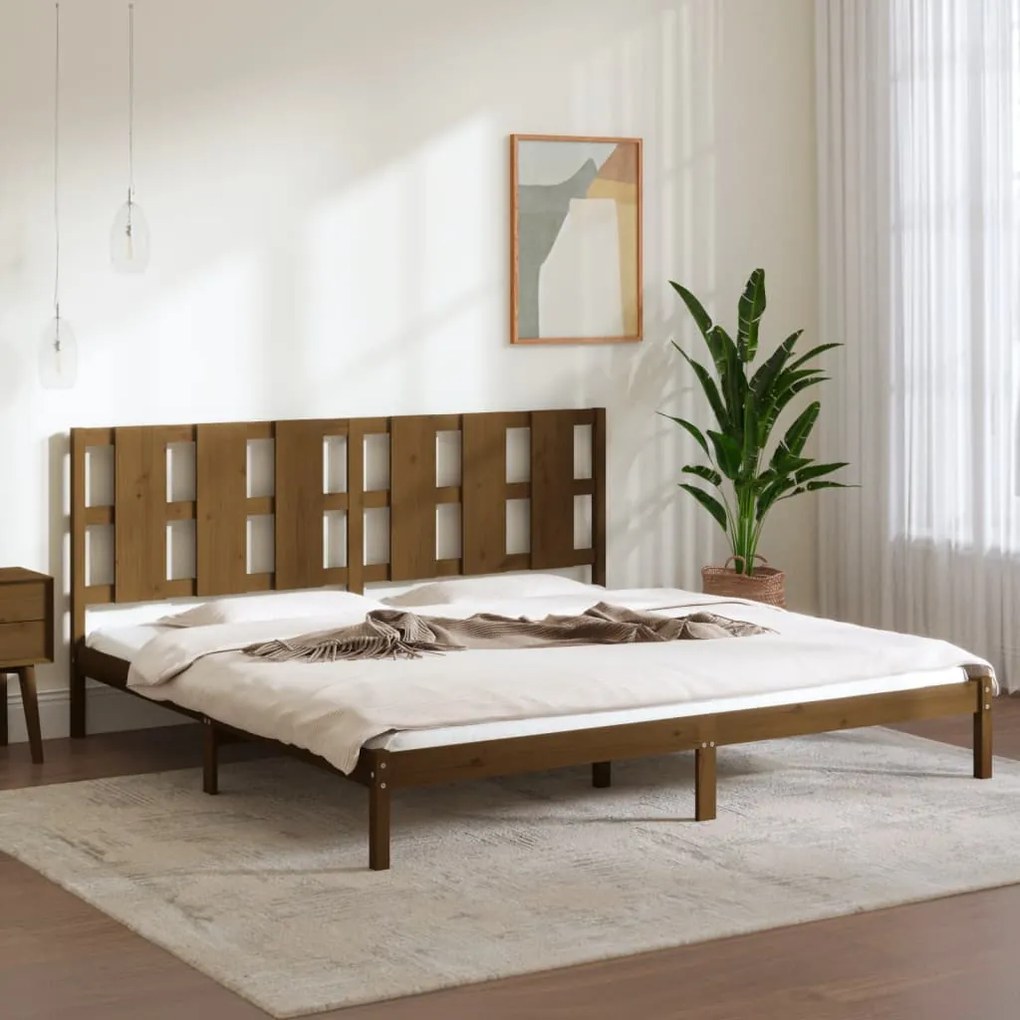 3105618 vidaXL Estrutura de cama super king 180x200 cm madeira castanho-mel