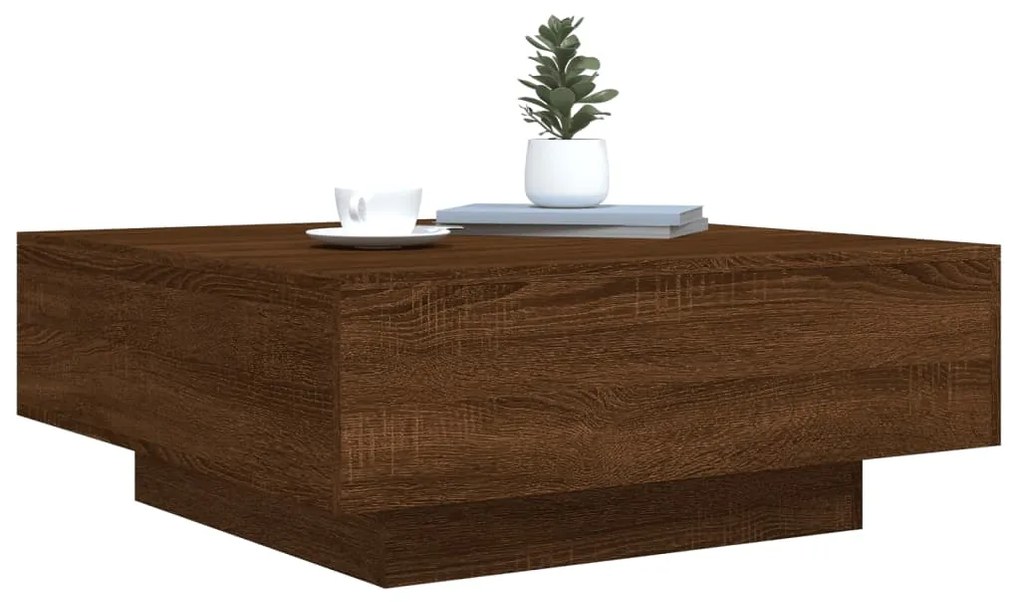 Mesa de centro 80x80x31 cm derivados madeira carvalho castanho