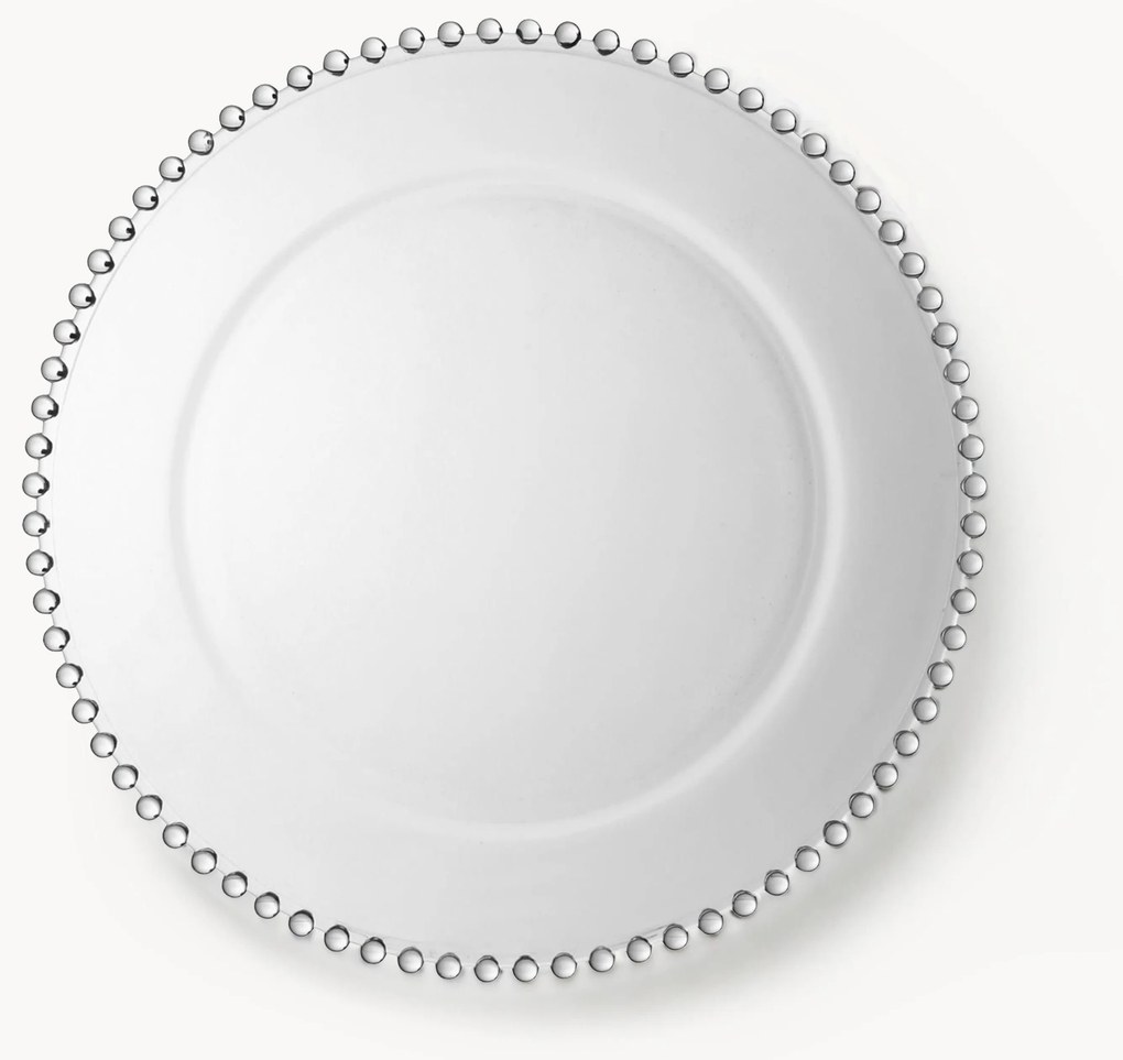 Prato de vidro com decoração no rebordo Perles