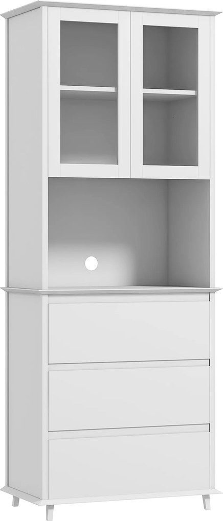 HOMCOM Buffet de cozinha móvel de armazenamento armário com 2 portas 3 gavetas e nicho central dim. 68C x 38L x 172A cm MDF branco | Aosom Portugal