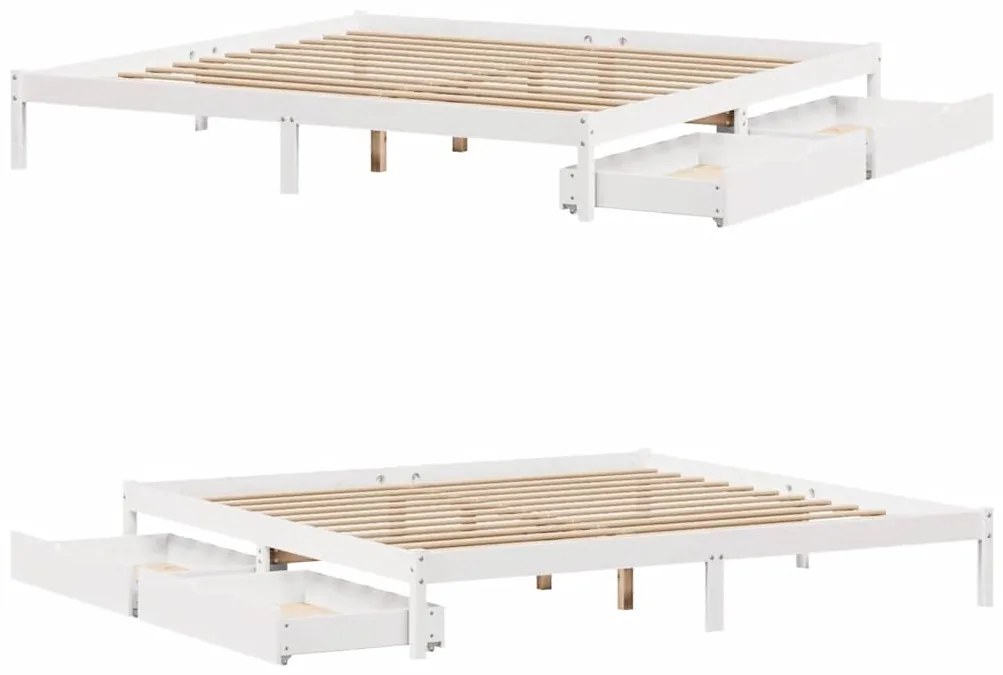 Cama sem colchão 180x200 cm madeira de pinho maciça branco