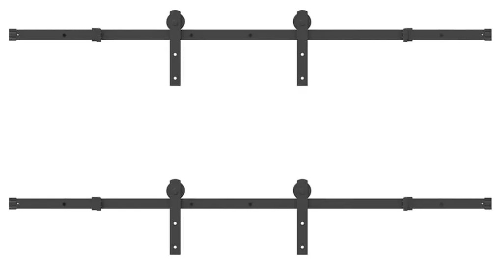 Kit de ferragens para porta deslizante 366 cm aço preto
