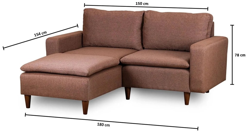 Sofá de Canto Lungo – Castanho Claro – 180 cm