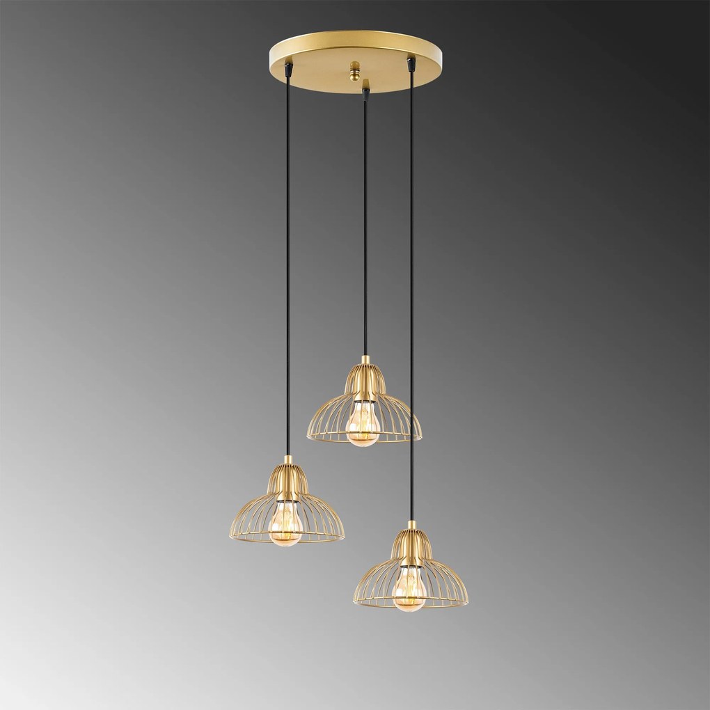 Candeeiro de Teto Dopo – Dourado Brilhante – 44 x 44 x 114 cm