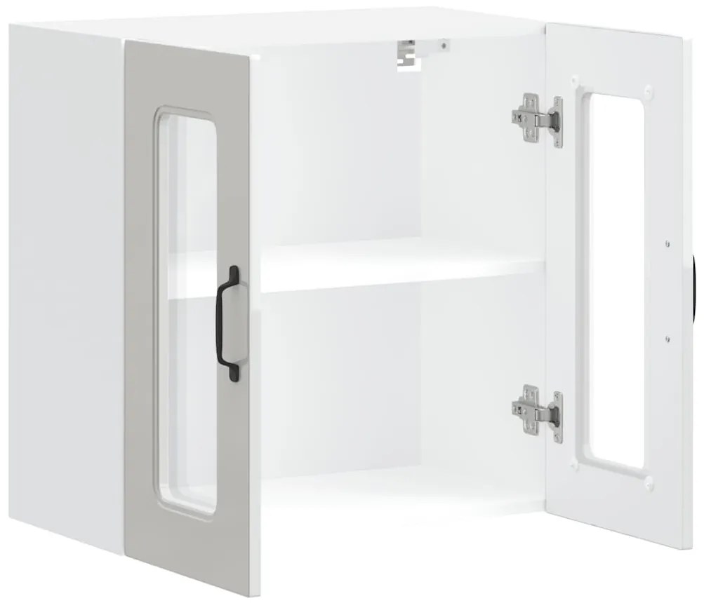 Armário parede de cozinha porta vidro Kalmar branco alto brilho