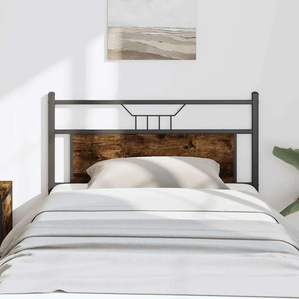 Cabeceira de cama 100 cm derivados madeira/aço carvalho fumado