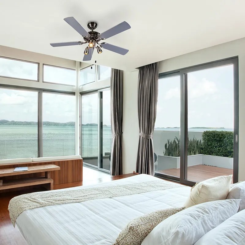 Ventilador de teto em aço 110cm 3-luzes com cordão - Mistral