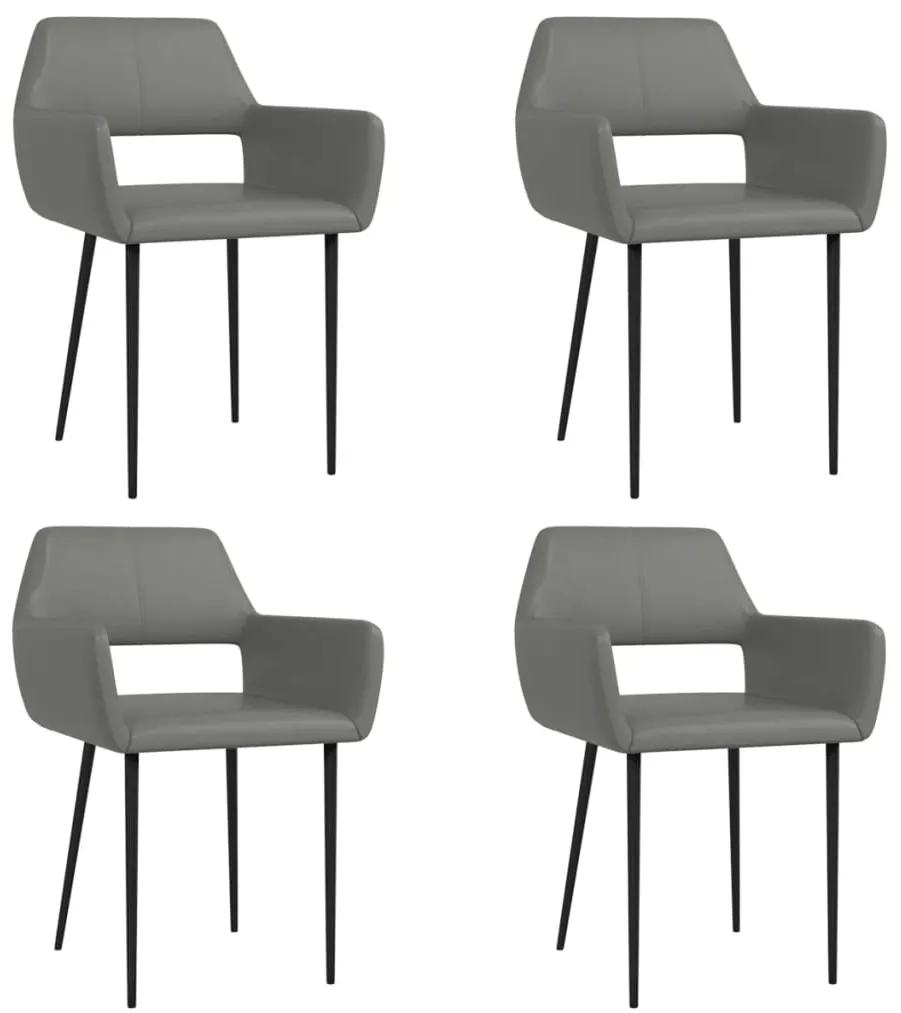 3058029 vidaXL Cadeiras de jantar 4 pcs couro artificial cinzento