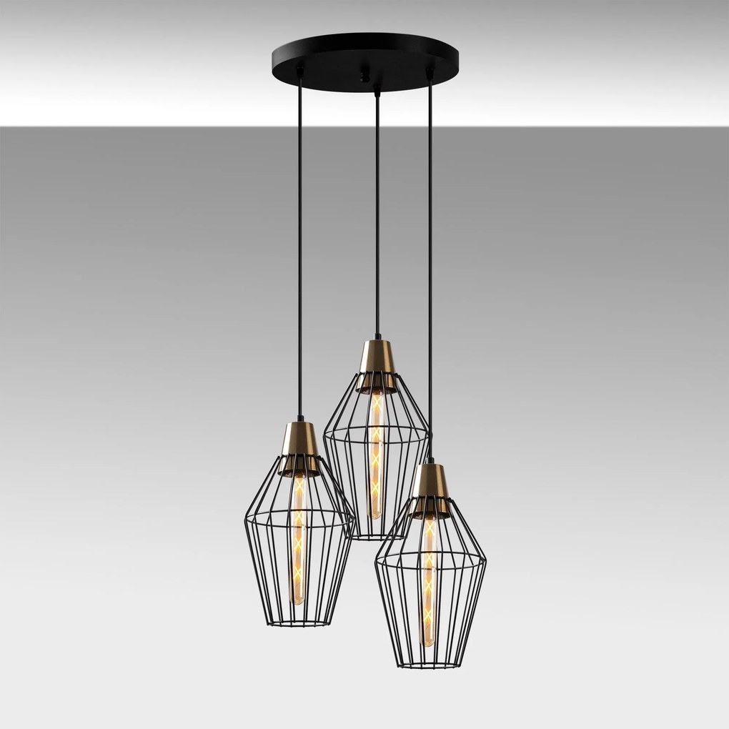 Candeeiro de Teto Wire – Preto – 44 x 44 cm