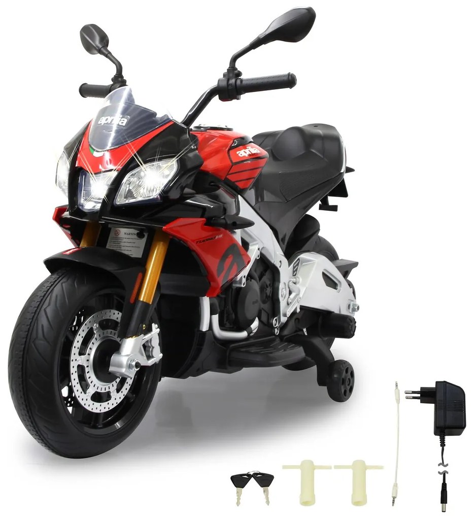 Mota elétrica infantil bateria 12V Aprilia Tuono V4 1100 RR Vermelha