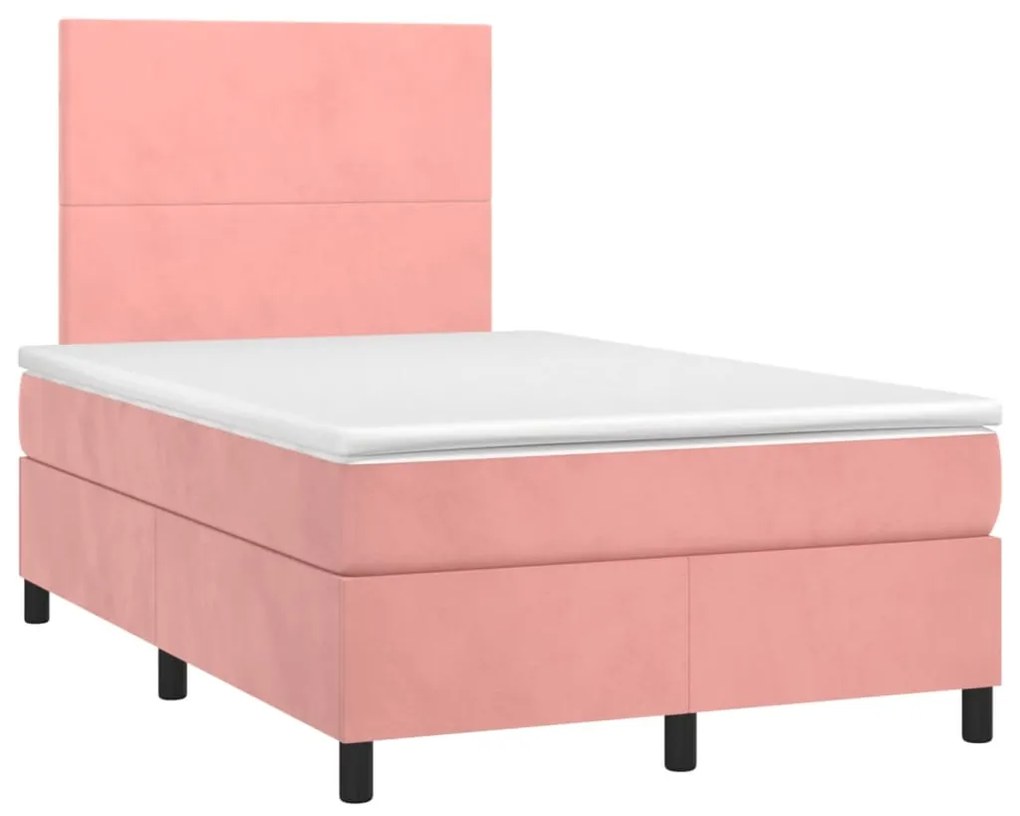 Cama boxspring com colchão 120x200 cm veludo rosa