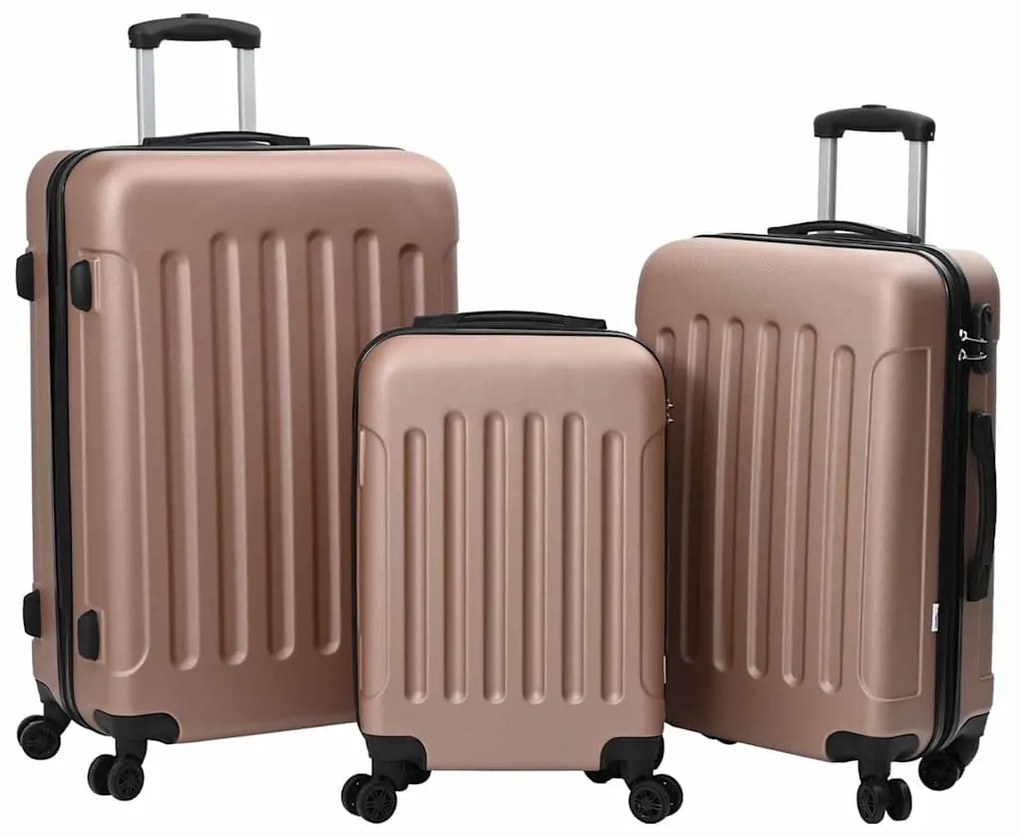 vidaXL Mala 3 pcs Rosa dourado 50 x 31 x 78 cm Plástico ABS