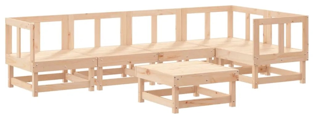 6 pcs conjunto lounge jardim c/ almofadões madeira maciça