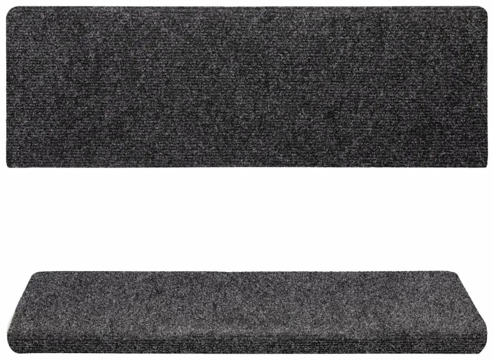 Tapetes de escada 15 pcs 65x21x4 cm tecido agulhado cinza