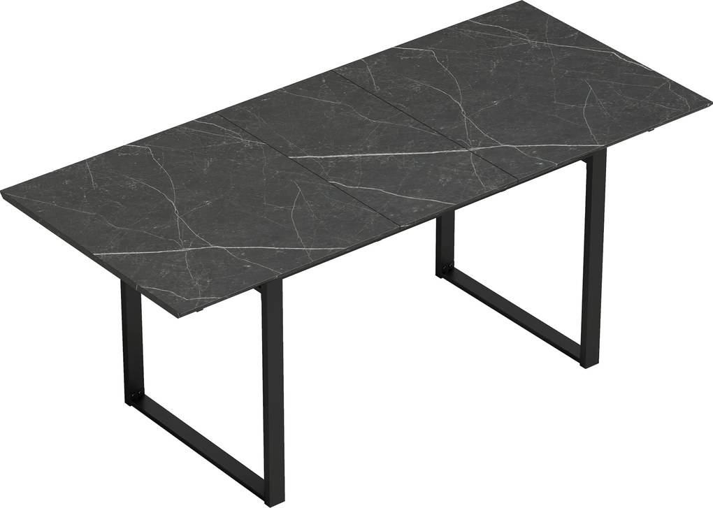 HOMCOM Mesa de jantar extensível 140-180 cm para 6-8 pessoas, retangular com design industrial e estrutura em aço, preto | Aosom Portugal
